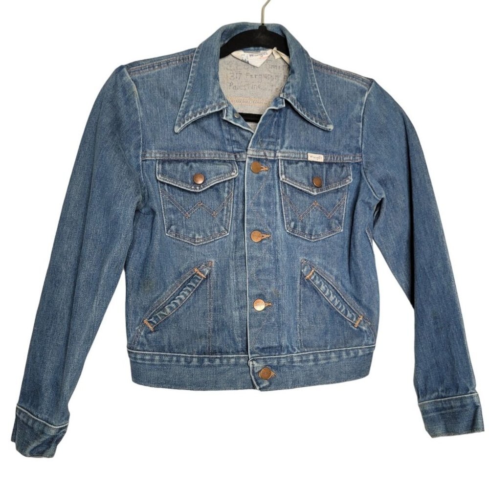Vintage Retro Kids Wrangler No Fault Denim Jacket Blue Sanforized Western USA